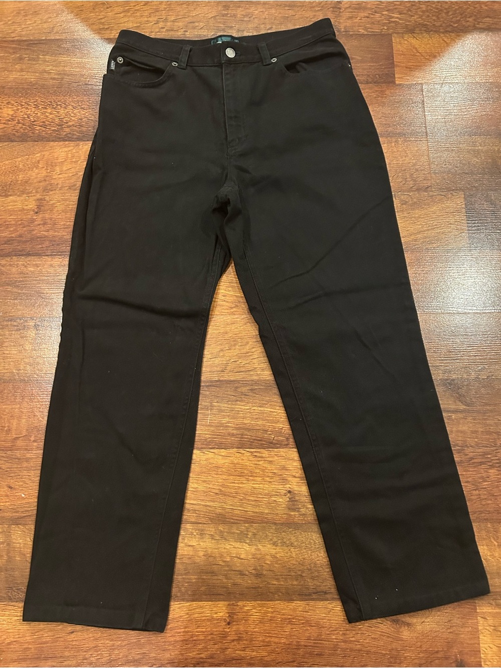 LRL Ralph Lauren Jeans Black Straight Leg Womens 12 Petite 100% Cotton